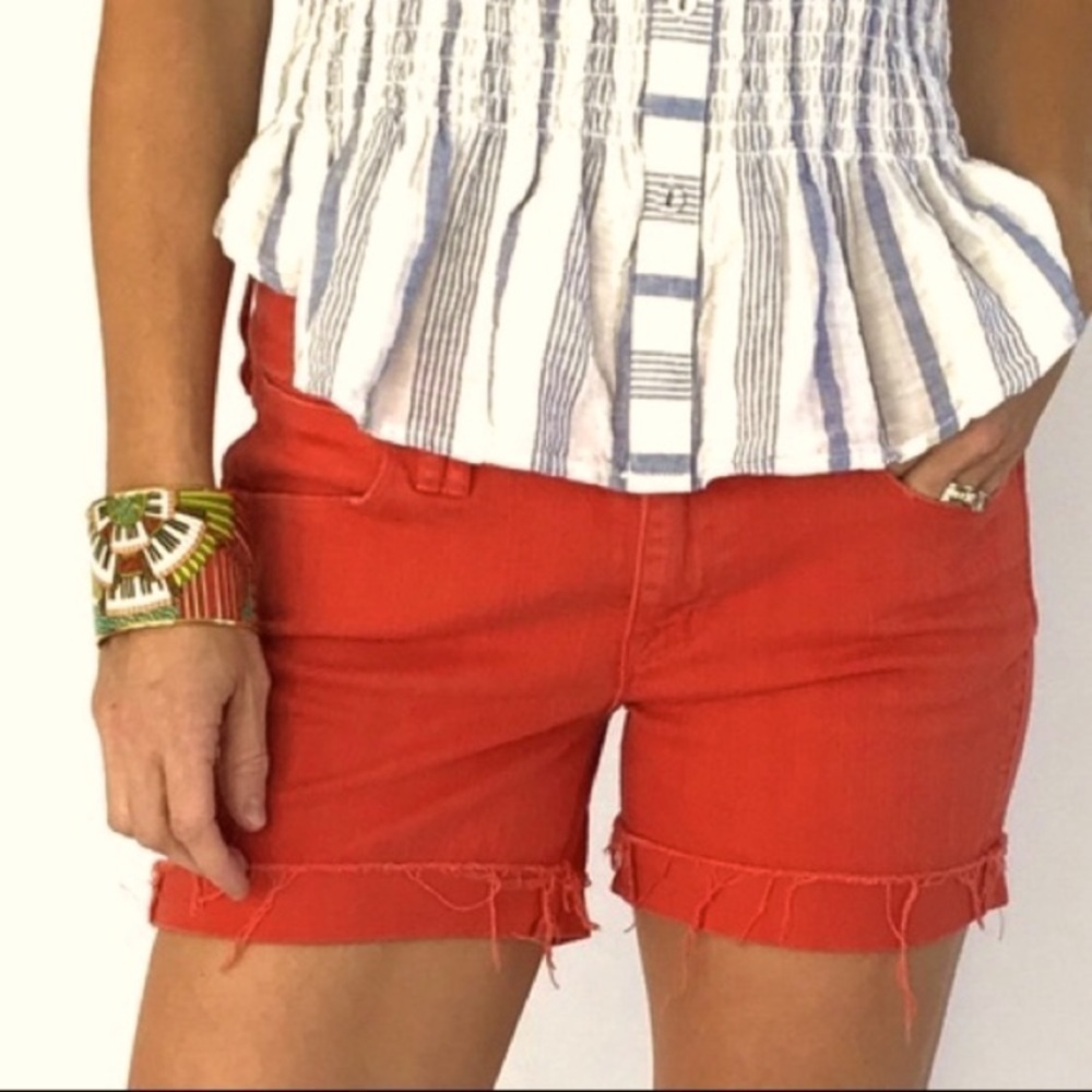Madewell Coral Raw Hem Cuffed Jean Shorts Women’s Size 25